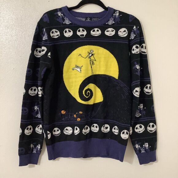 Disney Nightmare Before Christmas Halloween Gothic Fair Isle Knitted Sweater L - Picture 1 of 9